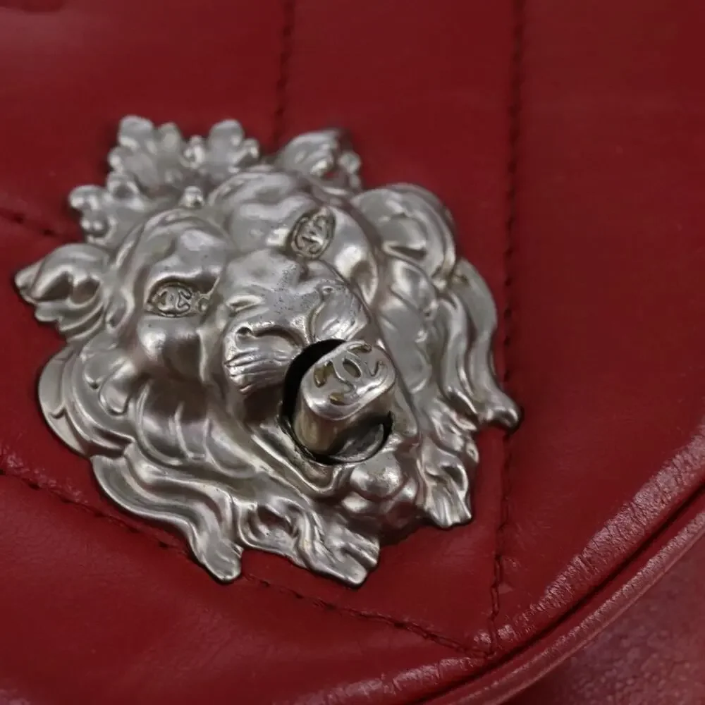 Chanel Lambskin V Stitch Chain Shoulder Bag Red